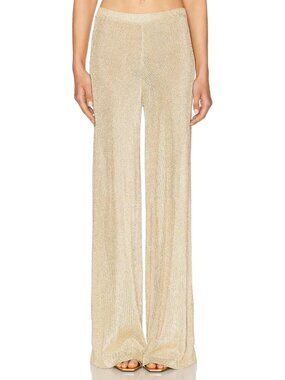 SEROYA Sheldon Metallic Pants Gold